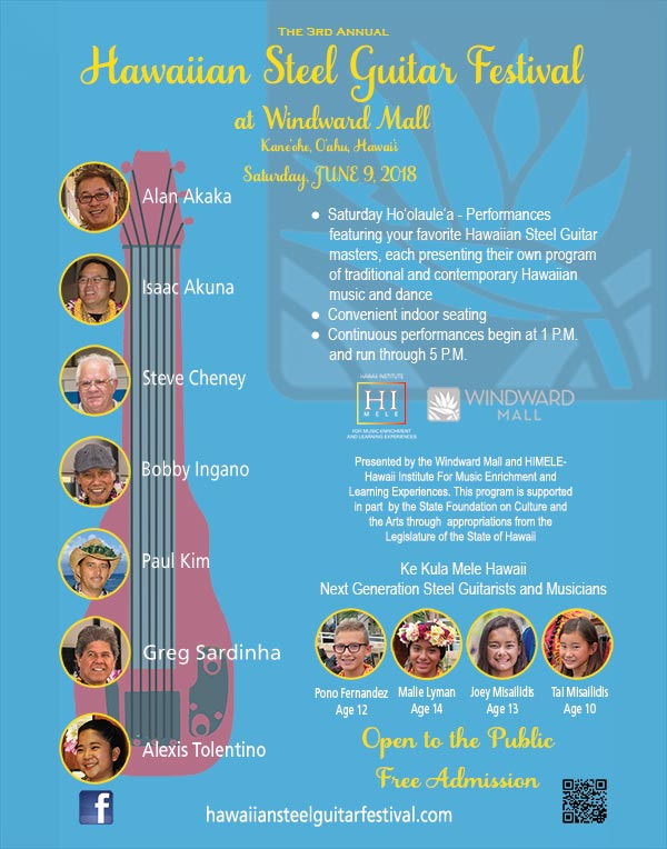 2018 Hawaiian Steel Guitar Festival at Windward Mall Poster